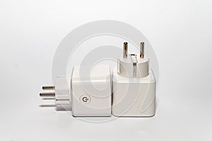 White electrical plugs isolated on a white background