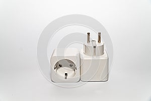 White electrical plugs isolated on a white background