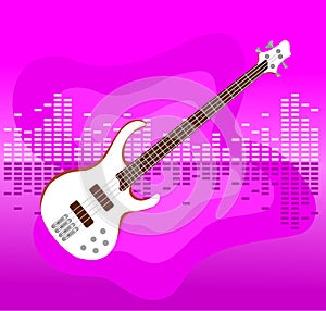 White electro guitar on colorful background