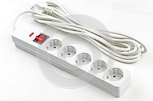 White Electroextension five sockets