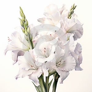 White Elegance A Digital Watercolor Painting Of Gladiolus Flowers