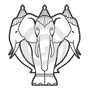 White elephant Airavata with many heads in hindu mythology, abhra-matanga or naga-malla elephant photo