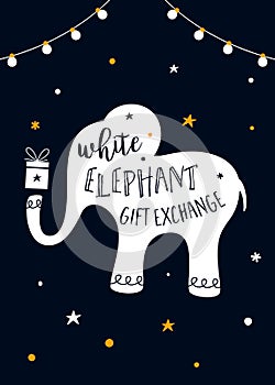 White Elephant Gift Exchange Game Vector Illustration