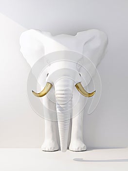 White elephant with golden tusks