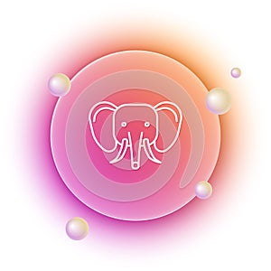 White Elephant icon isolated on white background. Orange and pink gradient circle background. Vector