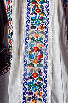 White embroided Mexican dress in Cancun gift shop