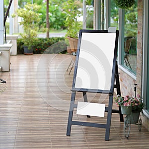White empty blank menu board standing