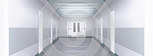 White empty corridor, 3d hospital or clinic hall
