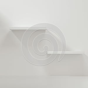 White empty cube shelf in the empty room, 3d rendering