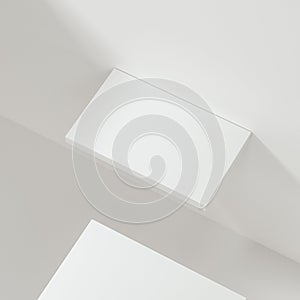 White empty cube shelf in the empty room, 3d rendering