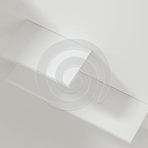White empty cube shelf in the empty room, 3d rendering