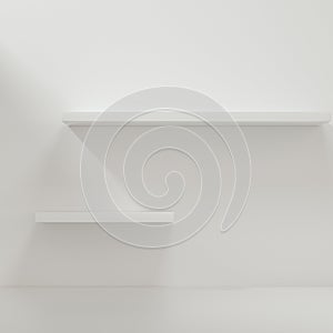 White empty cube shelf in the empty room, 3d rendering