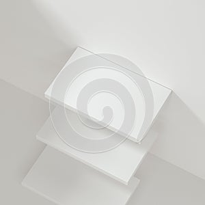 White empty cube shelf in the empty room, 3d rendering