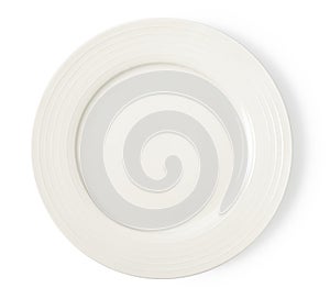White empty plate on white background