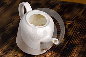 White empty porcelain teapot