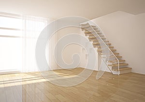 White empty room with stair