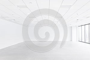 White empty space with ceiling and floor
