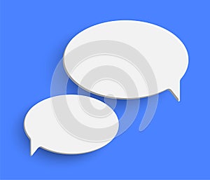 White empty speech bubble on blue background