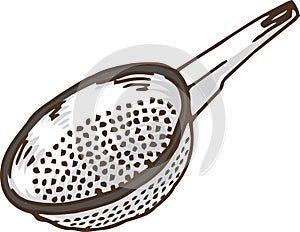White Enameled Colander with Handle