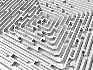 White endless maze. 3D render