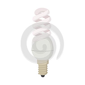 White energy saving bulb icon, cartoon style