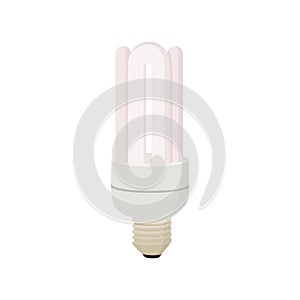 White energy saving bulb icon, cartoon style