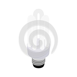 White energy saving bulb icon, isometric 3d style