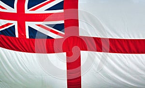 White Ensign, or St George`s Ensign flag, showing the England flag with the Union Jack