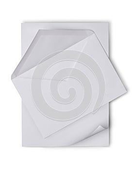 White envelope with blank sheet for correspondence