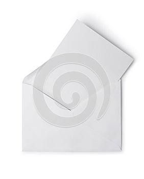 White envelope with folded blank sheet for correspondence
