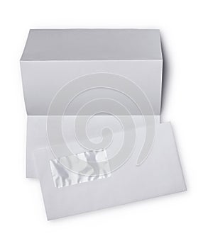 White envelope with folded sheet for correspondence