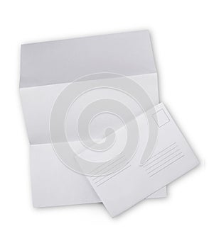 White envelope with folded sheet for correspondence