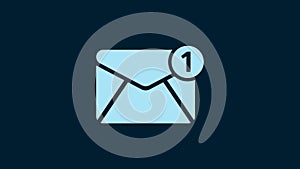 White Envelope icon isolated on blue background. Received message concept. New, email incoming message, sms. Mail