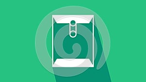 White Envelope icon isolated on green background. Received message concept. New, email incoming message, sms. Mail