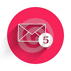 White Envelope icon isolated with long shadow. Received message concept. New, email incoming message, sms. Mail delivery