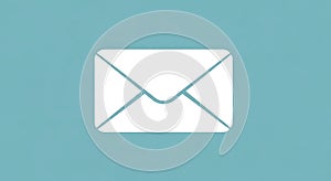 White envelope icon on a light blue background. The envelope features a classic