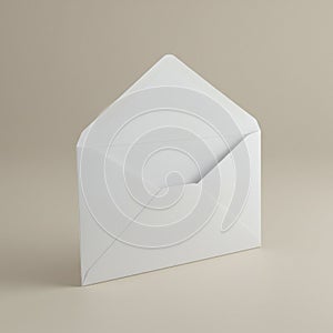A white envelope with its flap open. The envelope is made of smooth