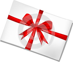 White envelope with red ribbon