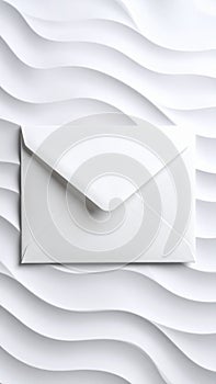 White Envelope on Textured Wave Pattern Background