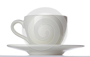 White espresso tea coffee cup with saucer isolated