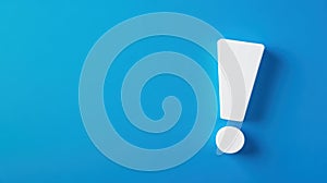 White Exclamation Mark on Blue Background - Concept Image