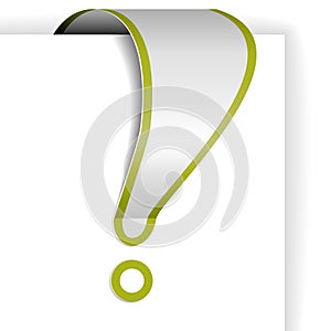 White exclamation mark with green border