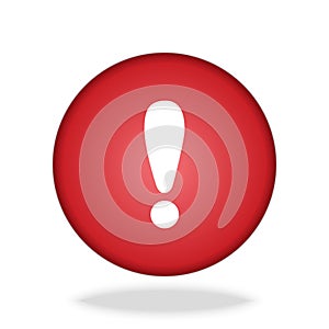 White exclamation mark on red circle button icon vector