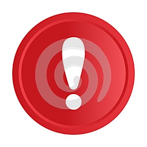 White exclamation mark on red circle button icon vector for graphic design, logo, website, social media, mobile app, UI