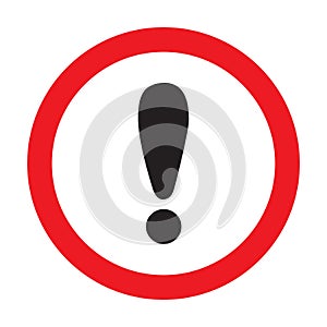 White exclamation mark on red circle icon vector for graphic design, logo, web site, social media, mobile app, ui illustration