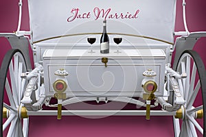 White exclusive wedding carriage for lovers