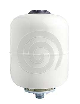 White expansion tank for heating system.