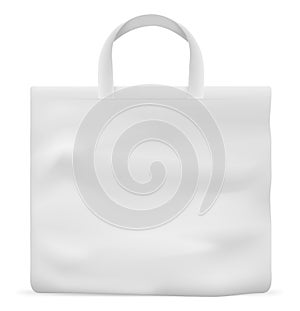 White fabric bag for shopping. Realistic blank mockup