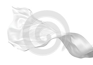 White fabric flying in the wind isolated on white background 3D render