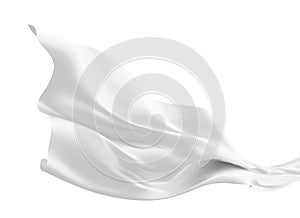 White fabric flying in the wind isolated on white background 3D render